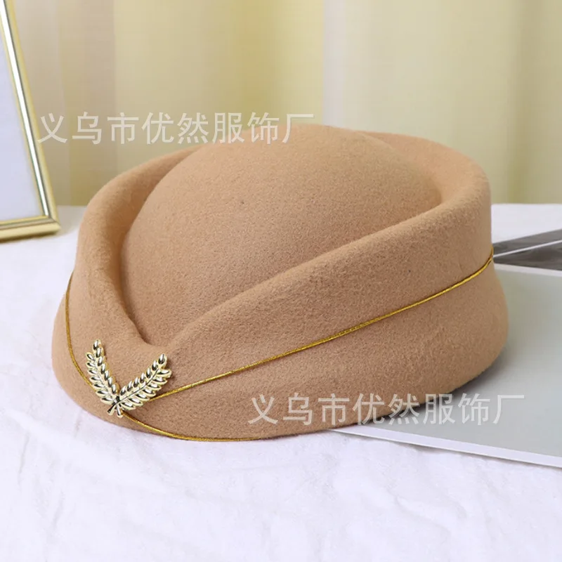 Stewardess Hat Lady Cap Beret Hat Front Desk Ceremonial Hat Snare Drum B British Stage Performance Hat