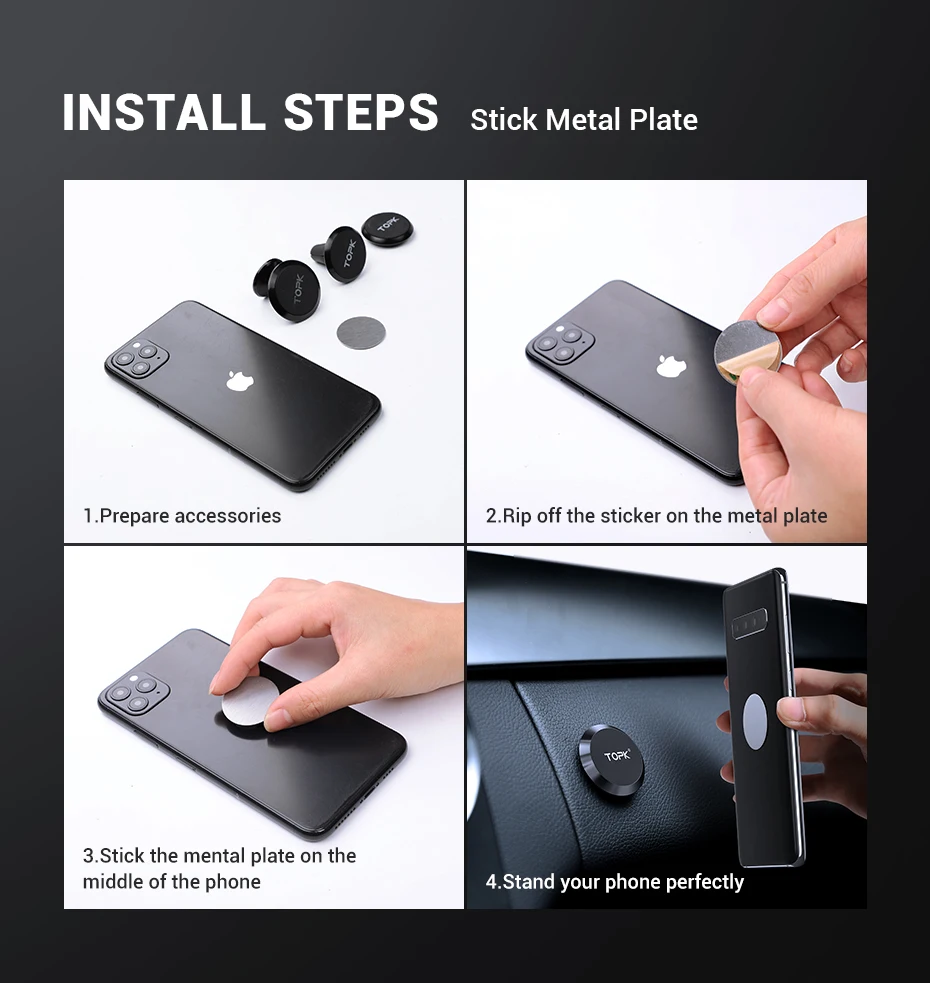 TOPK Magnetic Phone Holder for Car Air Vent Magnetic Phone Mount for Car,Car Phone Holder Mount for Cell Phones and Mini Tablets