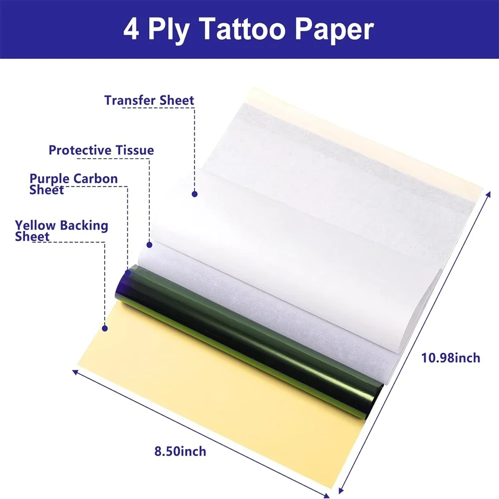 10/15/100pcs Tattoo Transfer Paper Transfer Stencil Paper Tattoo Copier 4 Layers A4 Size Tool for Tattooists Tattoo Supplies