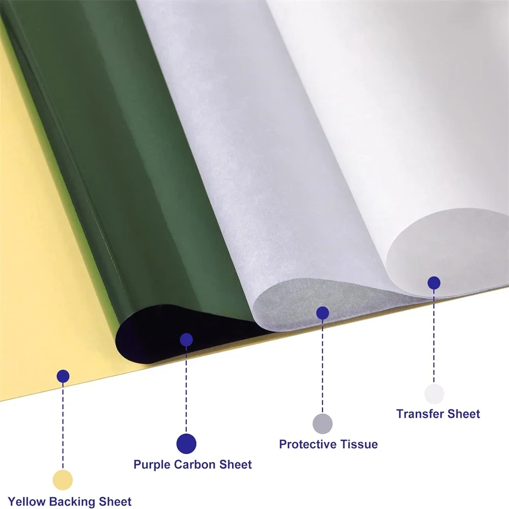10/15/100pcs Tattoo Transfer Paper Transfer Stencil Paper Tattoo Copier 4 Layers A4 Size Tool for Tattooists Tattoo Supplies