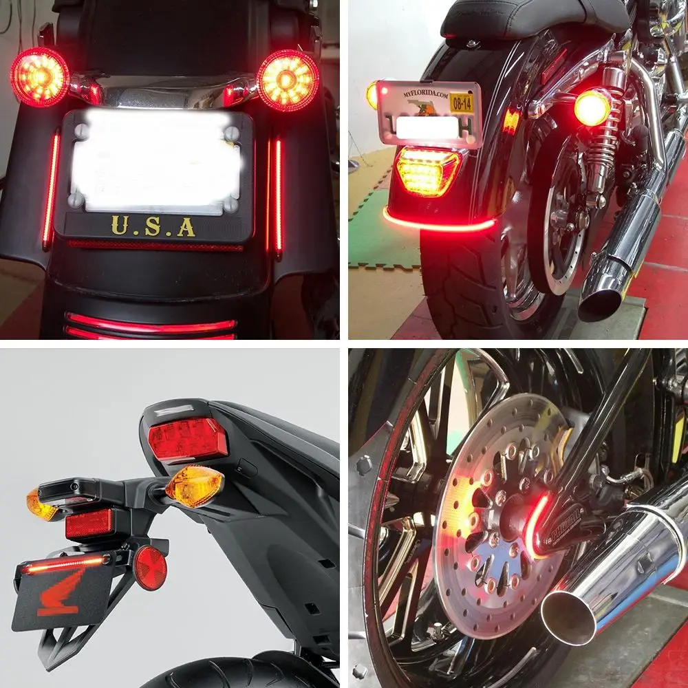 Flexible 48 LED Motorcycle Light Bar Strip Tail Turn Signal Tail Rear Brake Stop Bulb Lamp Brake Light 12V