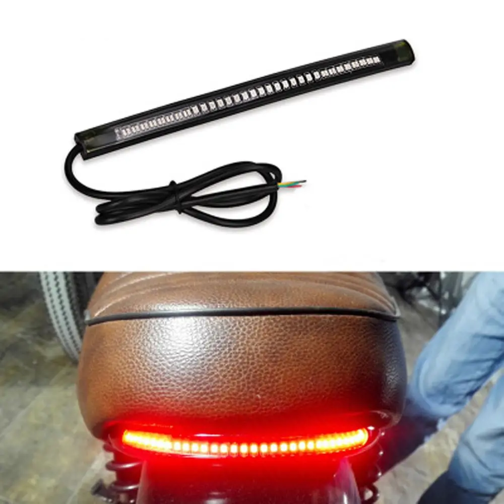 Flexible 48 LED Motorcycle Light Bar Strip Tail Turn Signal Tail Rear Brake Stop Bulb Lamp Brake Light 12V