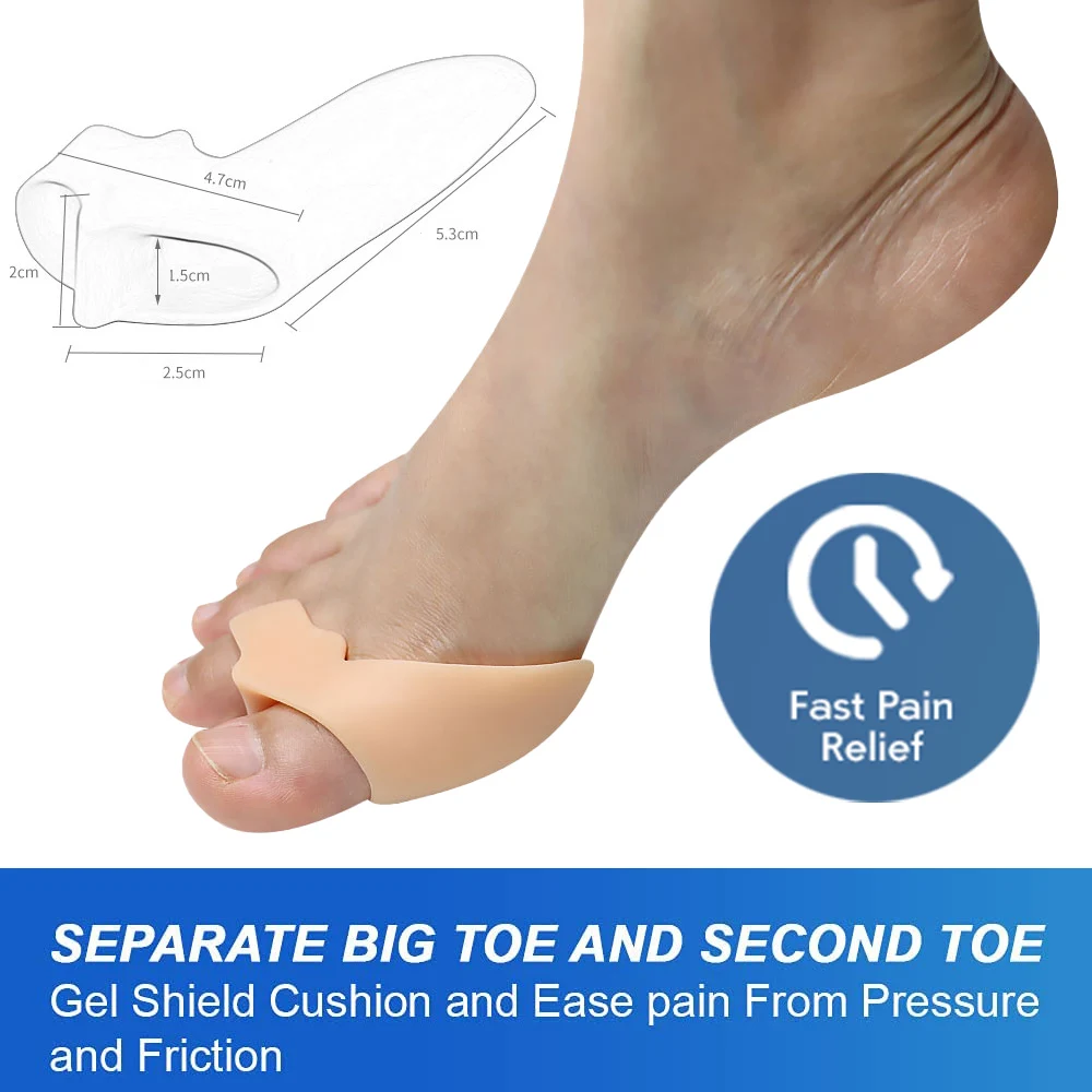 Pexmen 2Pcs/Pair Gel Bunion Corrector Toe Separator Spacer Toe Straighter for Hallux Valgus Blisters Overlapping and Hammer Toe