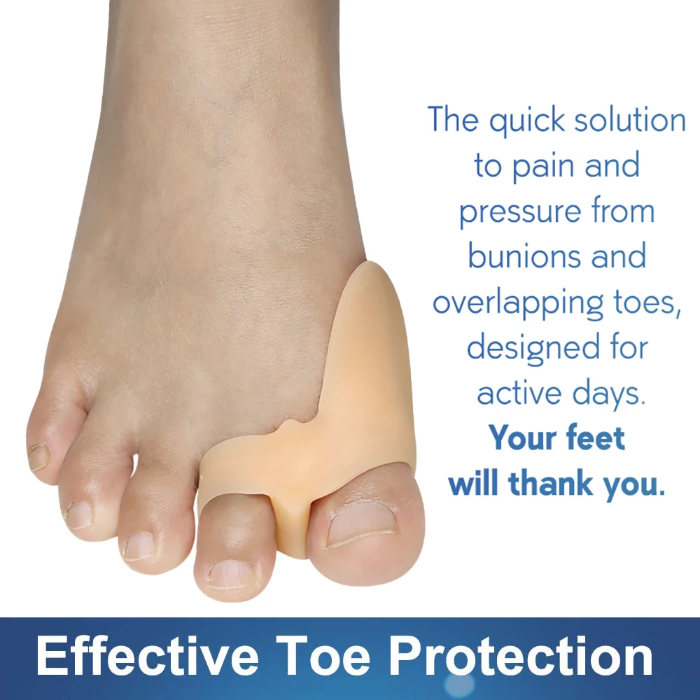 Pexmen 2Pcs/Pair Gel Bunion Corrector Toe Separator Spacer Toe Straighter for Hallux Valgus Blisters Overlapping and Hammer Toe