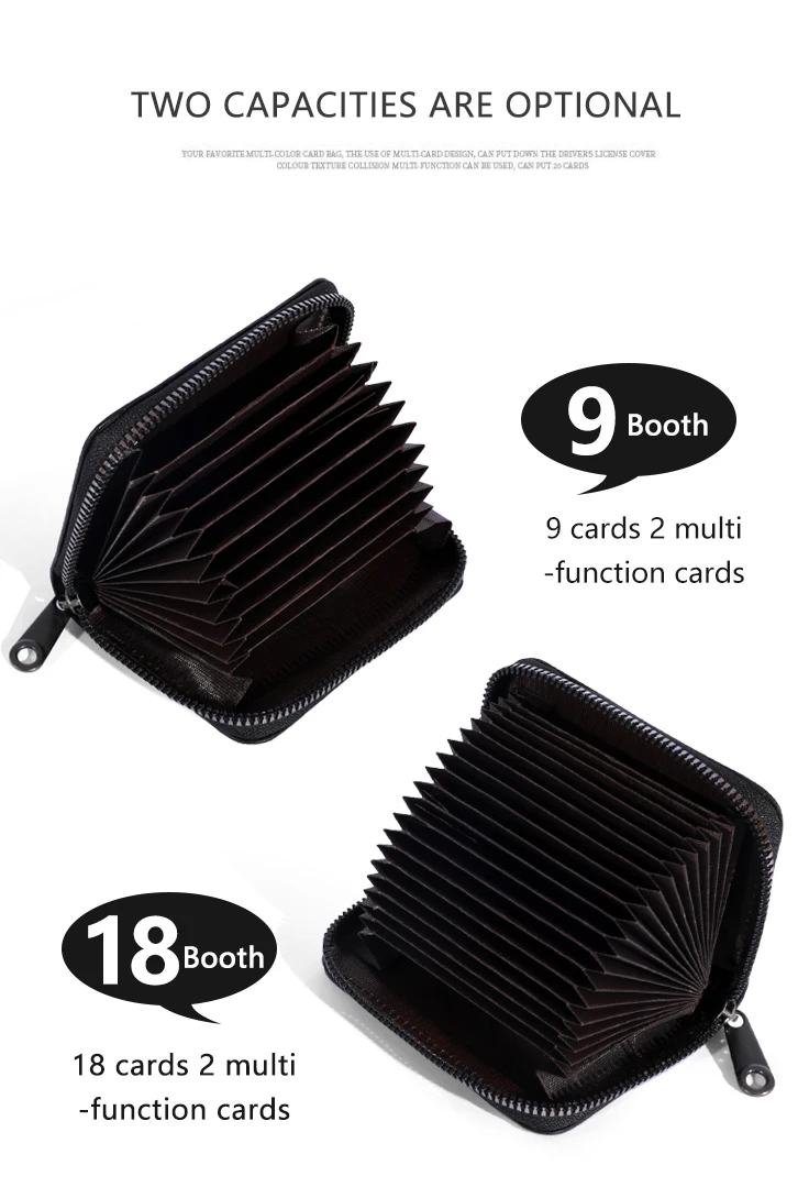20 Detents Cards Holders PU Business Bank Credit Bus ID Card Holder Cover Coin Pouch Anti Demagnetization Wallets Bag Organizer
