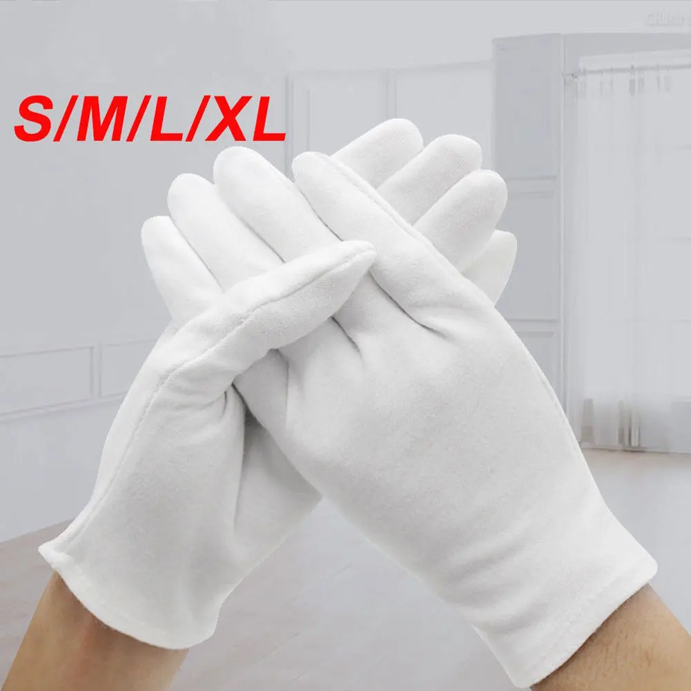 24PCS White Gloves 12 Pairs Soft Cotton Gloves Coin Jewelry Silver Inspection Gloves Stretchable Lining Glove
