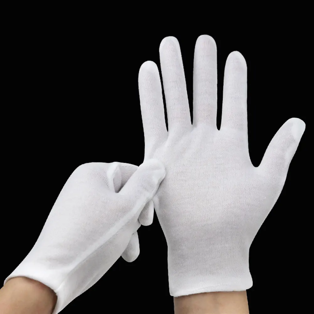 24PCS White Gloves 12 Pairs Soft Cotton Gloves Coin Jewelry Silver Inspection Gloves Stretchable Lining Glove