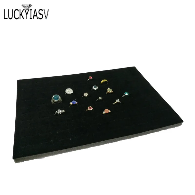 1 Pc Jewelry Foam Tray DIY Inserts Liners Grey/Black Velvet Jewellery Rings Bracelet Watch Showed Case Earrings Hole Tray