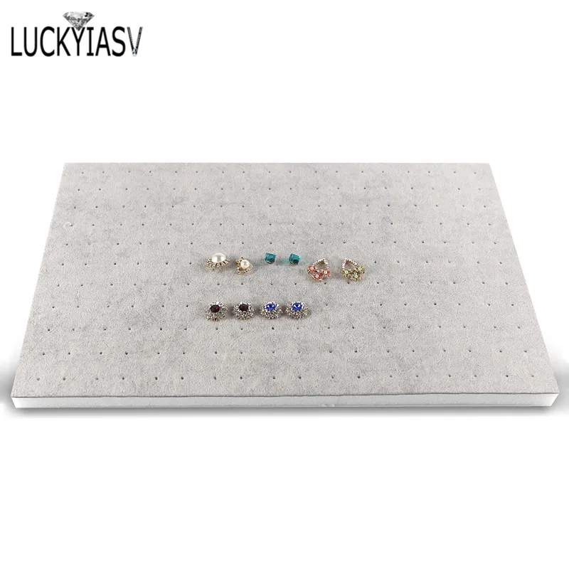 1 Pc Jewelry Foam Tray DIY Inserts Liners Grey/Black Velvet Jewellery Rings Bracelet Watch Showed Case Earrings Hole Tray