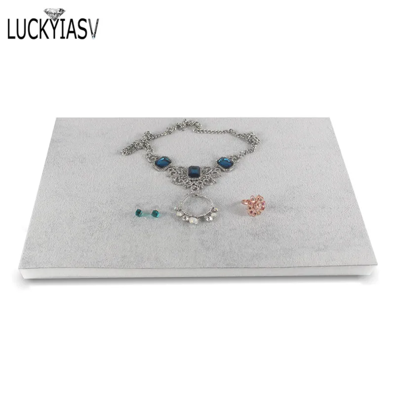 1 Pc Jewelry Foam Tray DIY Inserts Liners Grey/Black Velvet Jewellery Rings Bracelet Watch Showed Case Earrings Hole Tray