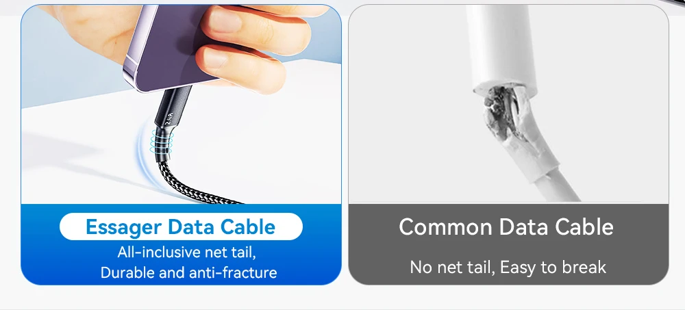 Essager 100W 7A USB Type C Fast Charger Cable 3 in 1 Fast Charging Cable for iPhone 15 14 13 12 ProMax Samsung Xiaomi Macbook