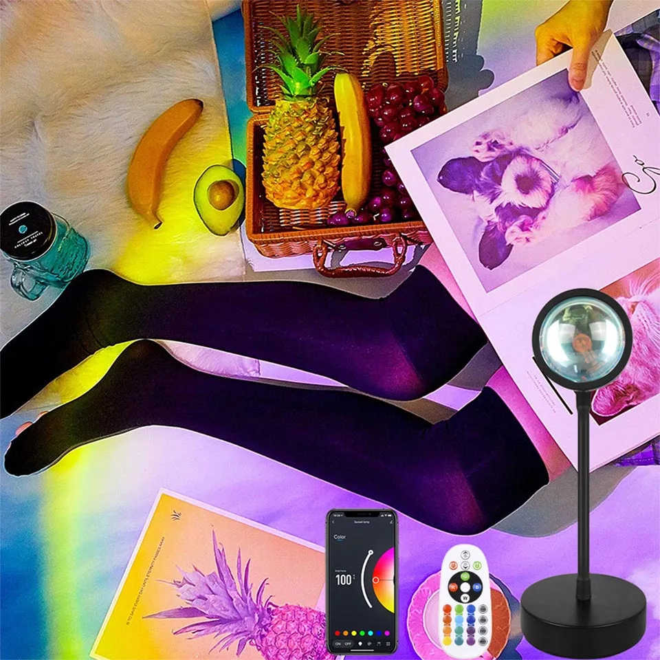 Smart Sunset Lamp Tuya LED Night Ligh USB RGB Smart Life APP Remote Projection For Room Decoration Photography Festival Birth