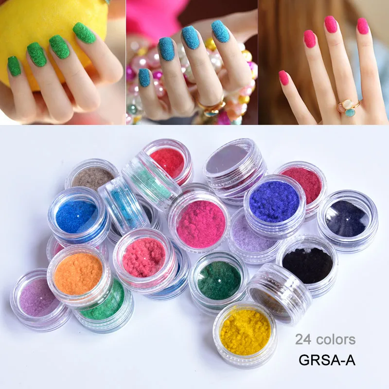 24 Boxes 3D Flocking Velvet Powder Villus Powder for Nail Art Decoration Nail Art Glitter Velvet Flocking Powder 2.5ml/Box BPB11
