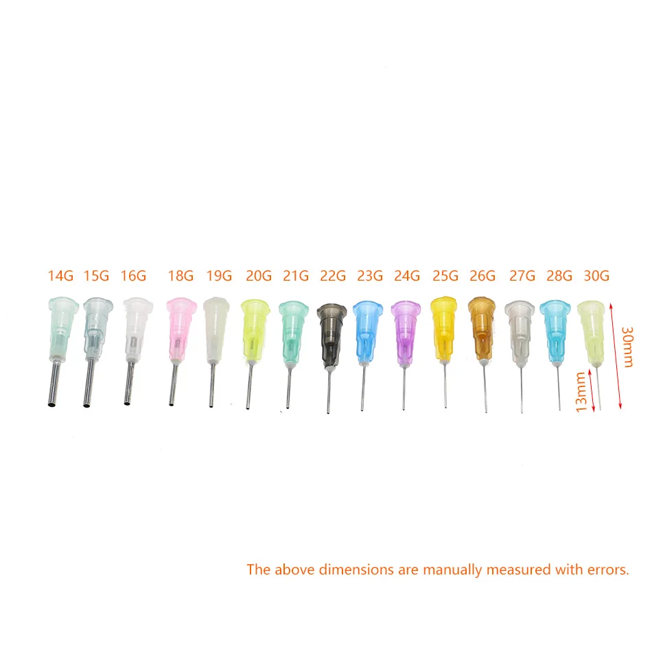 50pcs Dispensing Tip Liquid Dispenser Syringe Blunt Needles 14G-30G Gauge Glue for Mixing Many