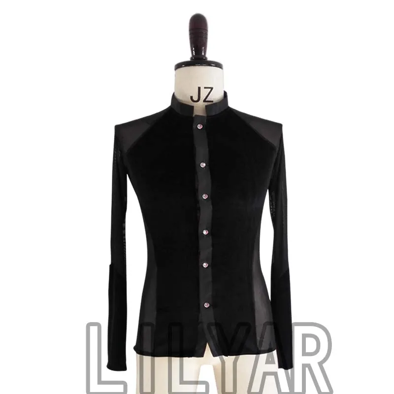 New Man Latin Dance Top Latin Dancing Shirts Adult Kids Competition Performance Wear Salsa Square Professional Practice Clothing