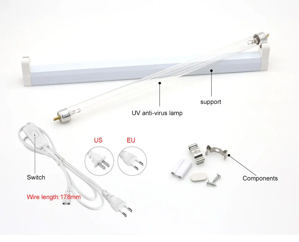 T5 UV Sterilizer Light Ultraviolet Lamps AC 220V Light Tube Sanitizer Disinfection T5 UVC Lamp Mite Removal For Home Bedrooms