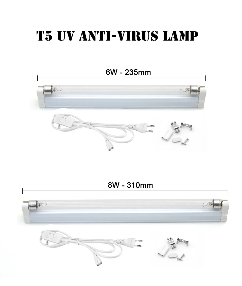 T5 UV Sterilizer Light Ultraviolet Lamps AC 220V Light Tube Sanitizer Disinfection T5 UVC Lamp Mite Removal For Home Bedrooms
