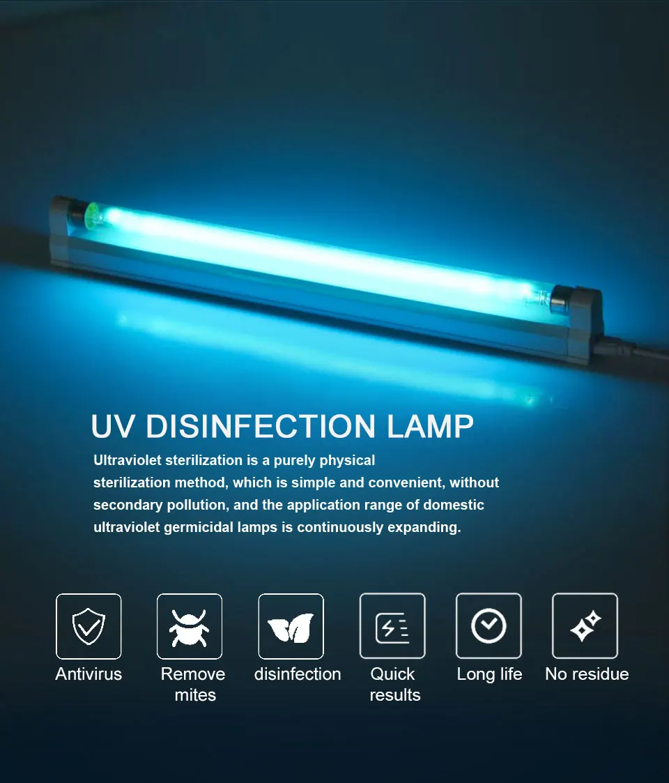 T5 UV Sterilizer Light Ultraviolet Lamps AC 220V Light Tube Sanitizer Disinfection T5 UVC Lamp Mite Removal For Home Bedrooms