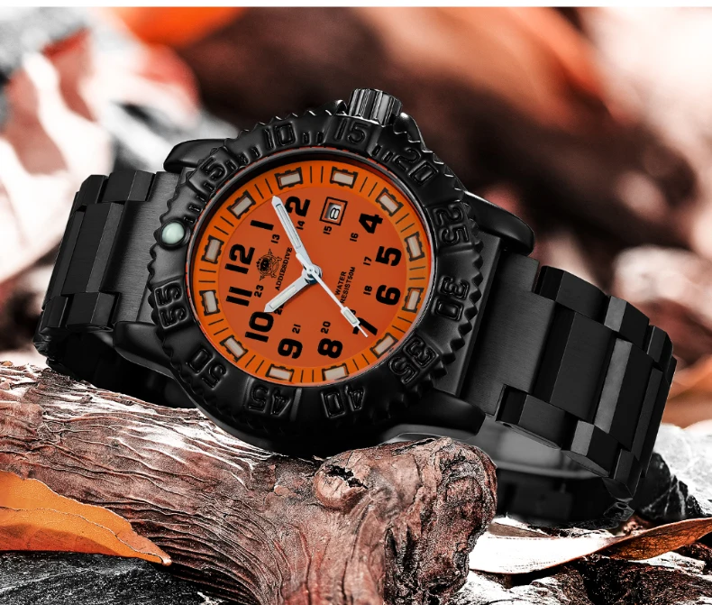 Addies Men Military Watches Leisure Outdoor Sports Luminous Watch Multi-functional Nylon Steel Strap Waterproof Men's Quartz Wat