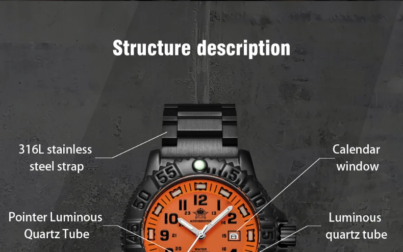 Addies Men Military Watches Leisure Outdoor Sports Luminous Watch Multi-functional Nylon Steel Strap Waterproof Men's Quartz Wat
