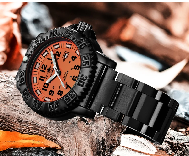 Addies Men Military Watches Leisure Outdoor Sports Luminous Watch Multi-functional Nylon Steel Strap Waterproof Men's Quartz Wat