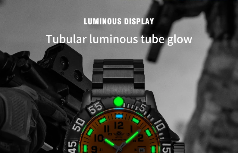 Addies Men Military Watches Leisure Outdoor Sports Luminous Watch Multi-functional Nylon Steel Strap Waterproof Men's Quartz Wat