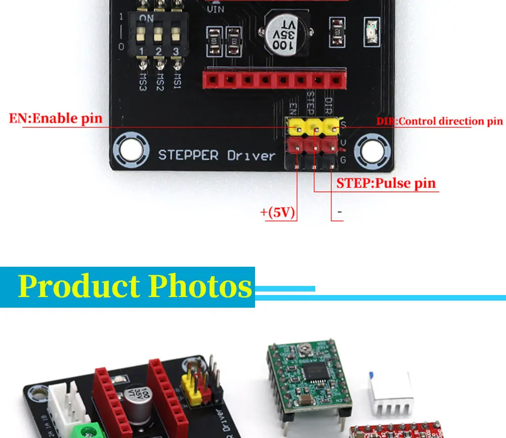 3D Printer Parts A4988 DRV8825 Stepper Motor Driver With Heat sink For SKR V1.3 1.4 GTR V1.0 RAMPS 1.4 1.6 MKS GEN V1.4 board