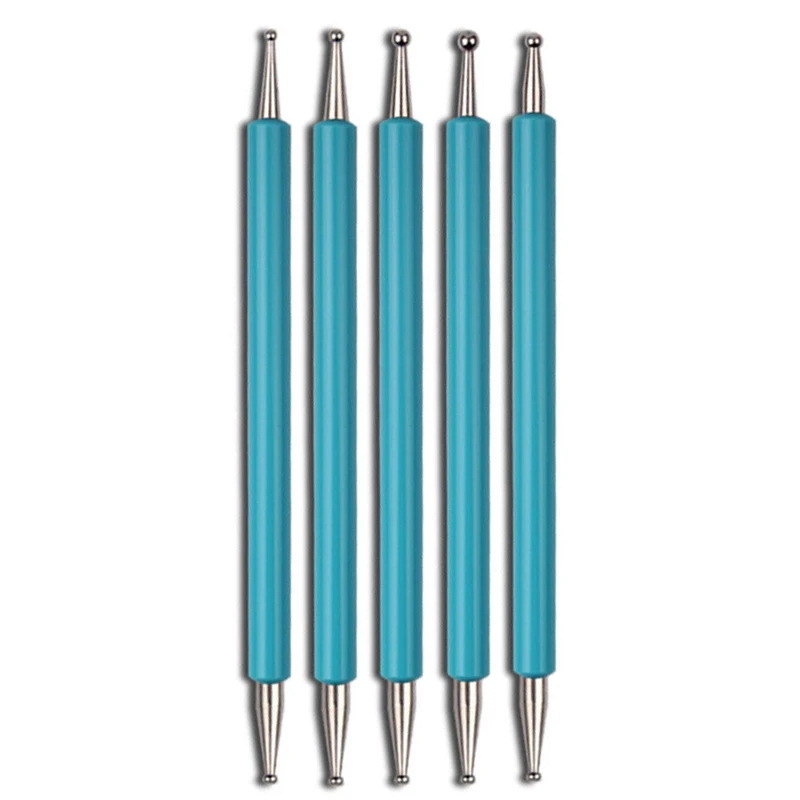 5Pcs Dual-Ended Nail Art Dotting Tools, with 10 Different Sizes for Dotting, Marbleizing & Painting Manicure Kit