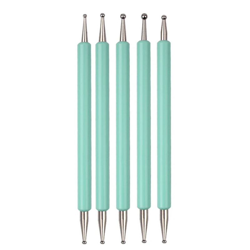 5Pcs Dual-Ended Nail Art Dotting Tools, with 10 Different Sizes for Dotting, Marbleizing & Painting Manicure Kit
