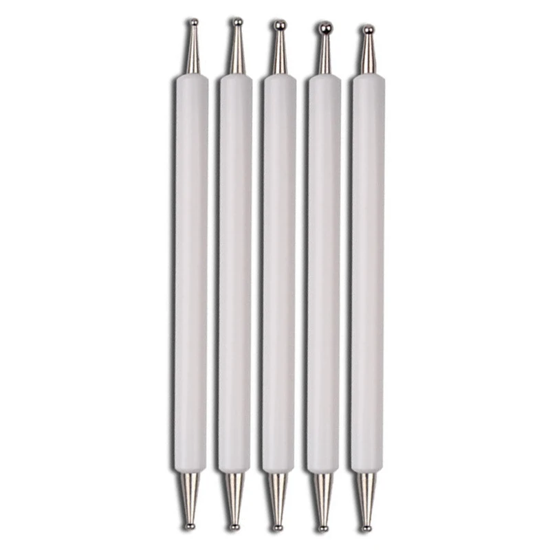 5Pcs Dual-Ended Nail Art Dotting Tools, with 10 Different Sizes for Dotting, Marbleizing & Painting Manicure Kit