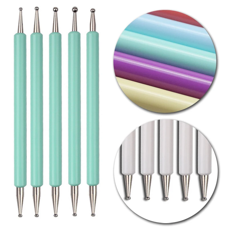 5Pcs Dual-Ended Nail Art Dotting Tools, with 10 Different Sizes for Dotting, Marbleizing & Painting Manicure Kit