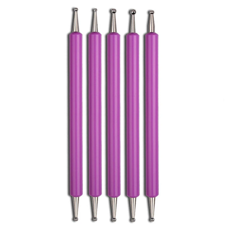 5Pcs Dual-Ended Nail Art Dotting Tools, with 10 Different Sizes for Dotting, Marbleizing & Painting Manicure Kit