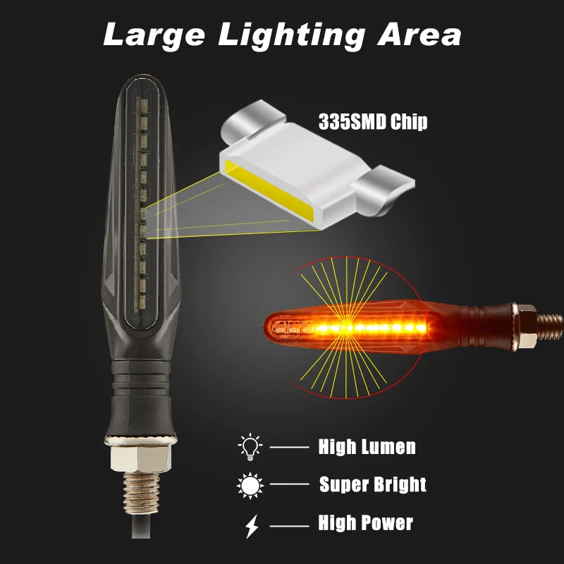 E11 Mark Motorcycle LED Turn Signals Light 335SMD Motorcycle Flasher Light Built Relay Motorcycle Turn Signal Indicators