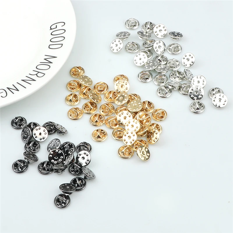 20 50 80 100pcs Colorful Metal Brooch Pin Back Squeeze Badge Holder Butterfly Clasp Clutch Care Cap For DIY Jewelry Making Craft