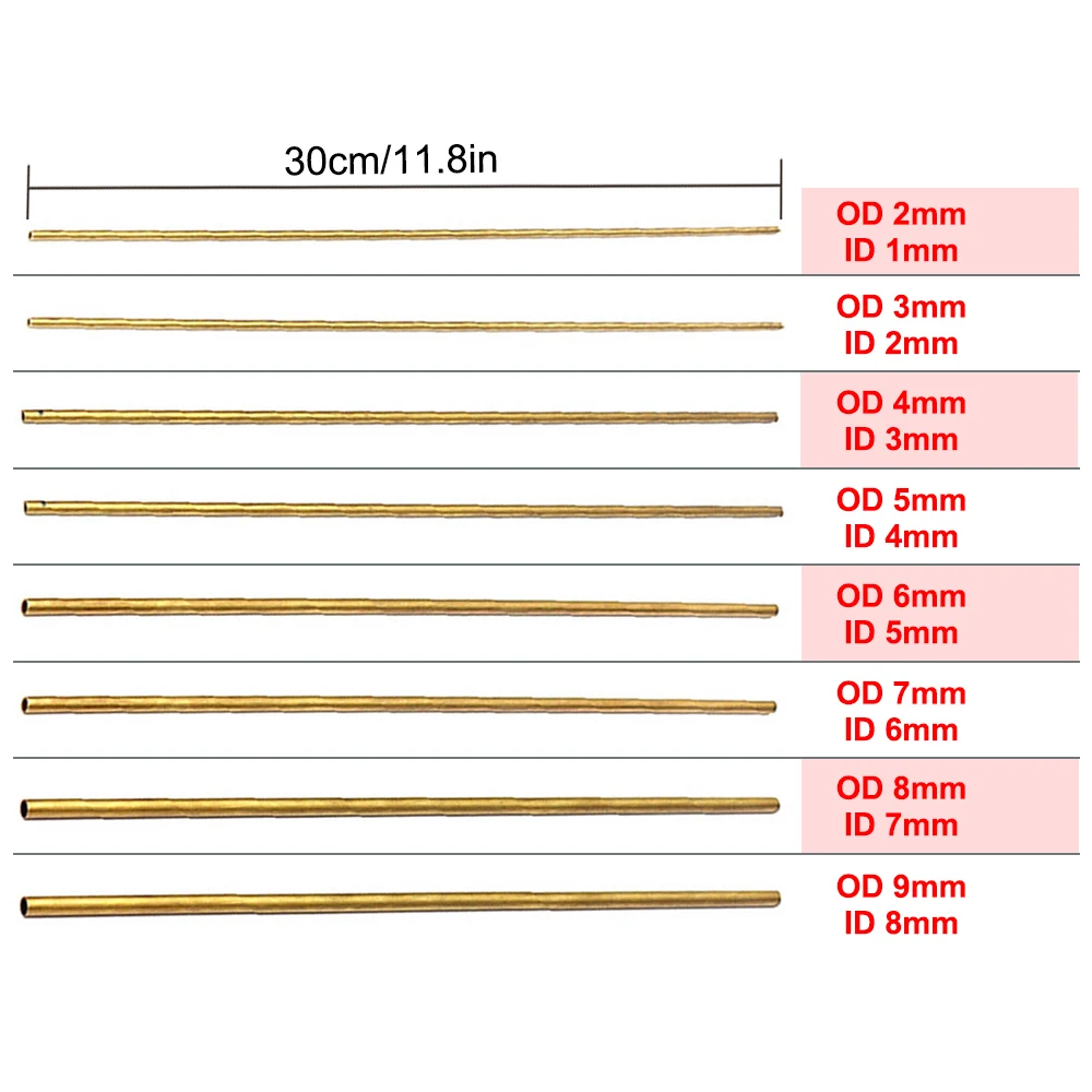 Brass Tubes Diameter 2/3/4/5/6/7/8/9/10/11/12/13/14/15mm Length 300mm 0.5mm Brass Rod Pipe Brass Tube Modelmaking Cutting Tool