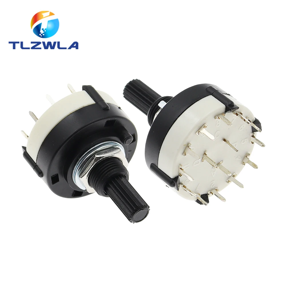 1PCS RS26 Plastic 4 Pole 3 Position Rotary Band Switch 2 Pole6 Position 1 Pole12 Position Handle Length 21MM Axis Band Switch