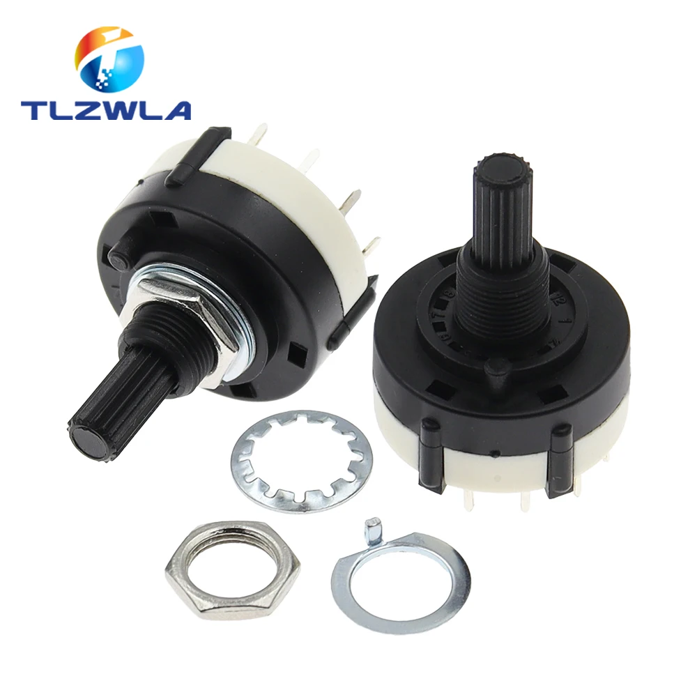 1PCS RS26 Plastic 4 Pole 3 Position Rotary Band Switch 2 Pole6 Position 1 Pole12 Position Handle Length 21MM Axis Band Switch