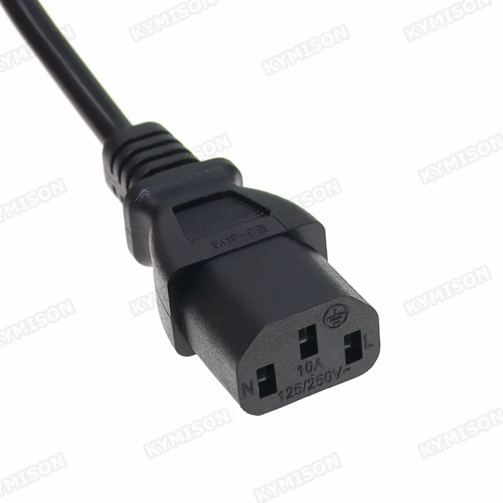 US NEMA 5-15P to IEC C13 AC Power Cord, American Standard Three Plug to C13 Extension Cable For Computer 3x0.824mm 18AWG
