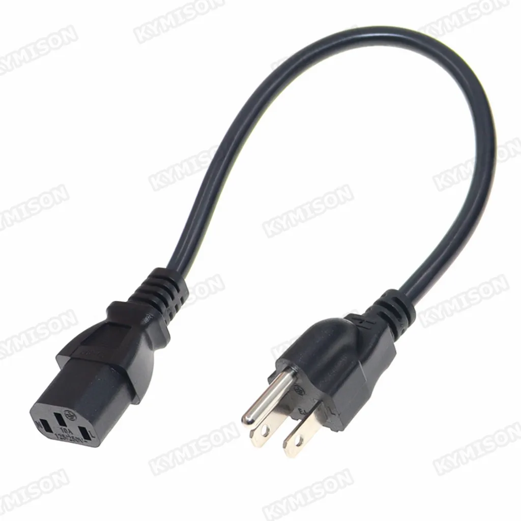 US NEMA 5-15P to IEC C13 AC Power Cord, American Standard Three Plug to C13 Extension Cable For Computer 3x0.824mm 18AWG