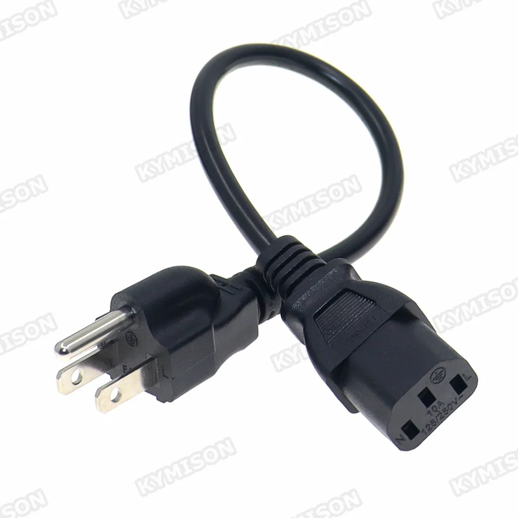 US NEMA 5-15P to IEC C13 AC Power Cord, American Standard Three Plug to C13 Extension Cable For Computer 3x0.824mm 18AWG