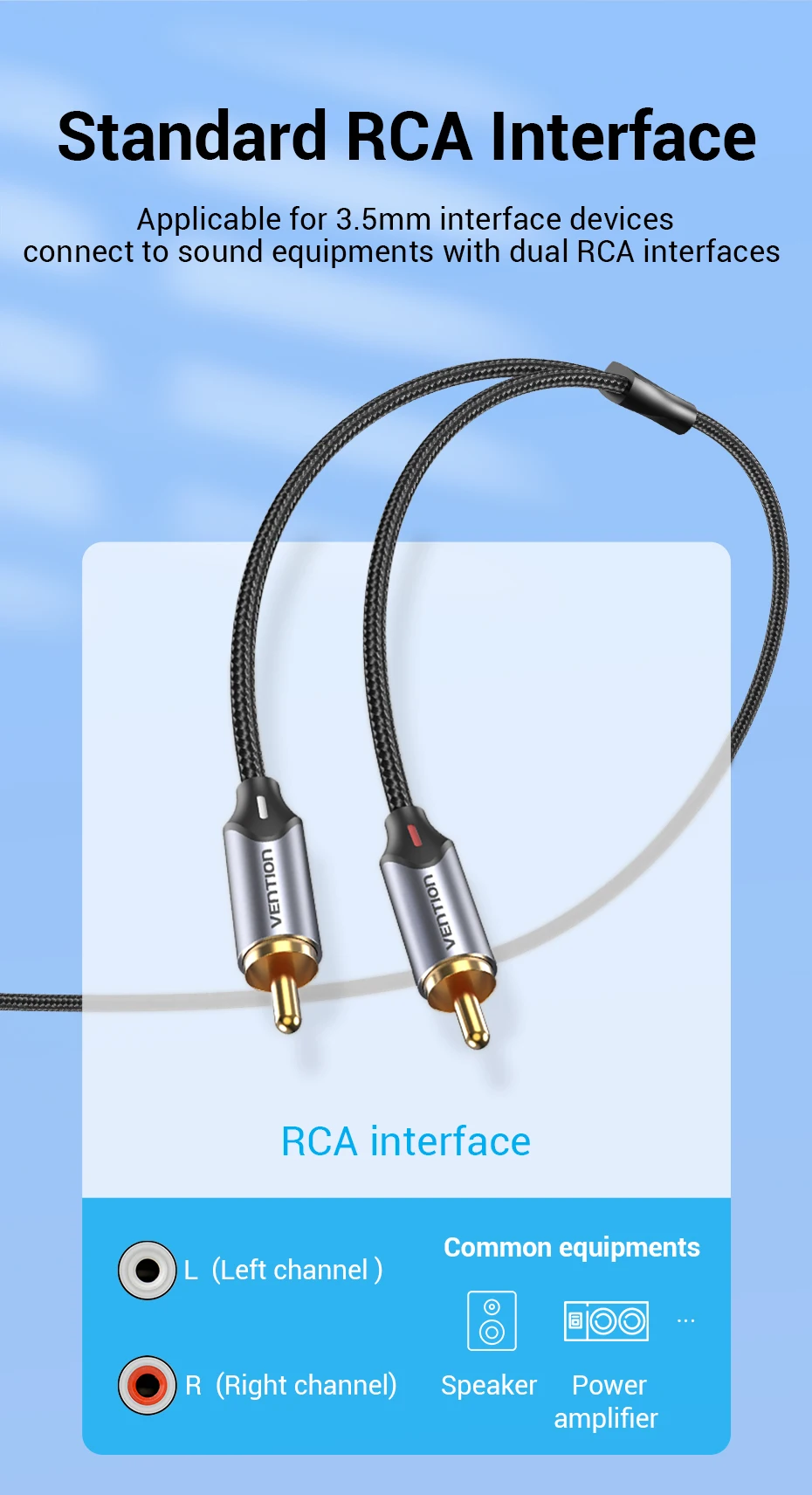 Vention USB C to RCA Audio Cable Type C to 2 RCA Cable for Speaker Amplifier Huawei Xiaomi Laptop 1m 2m 3m USB C Splitter RCA Y