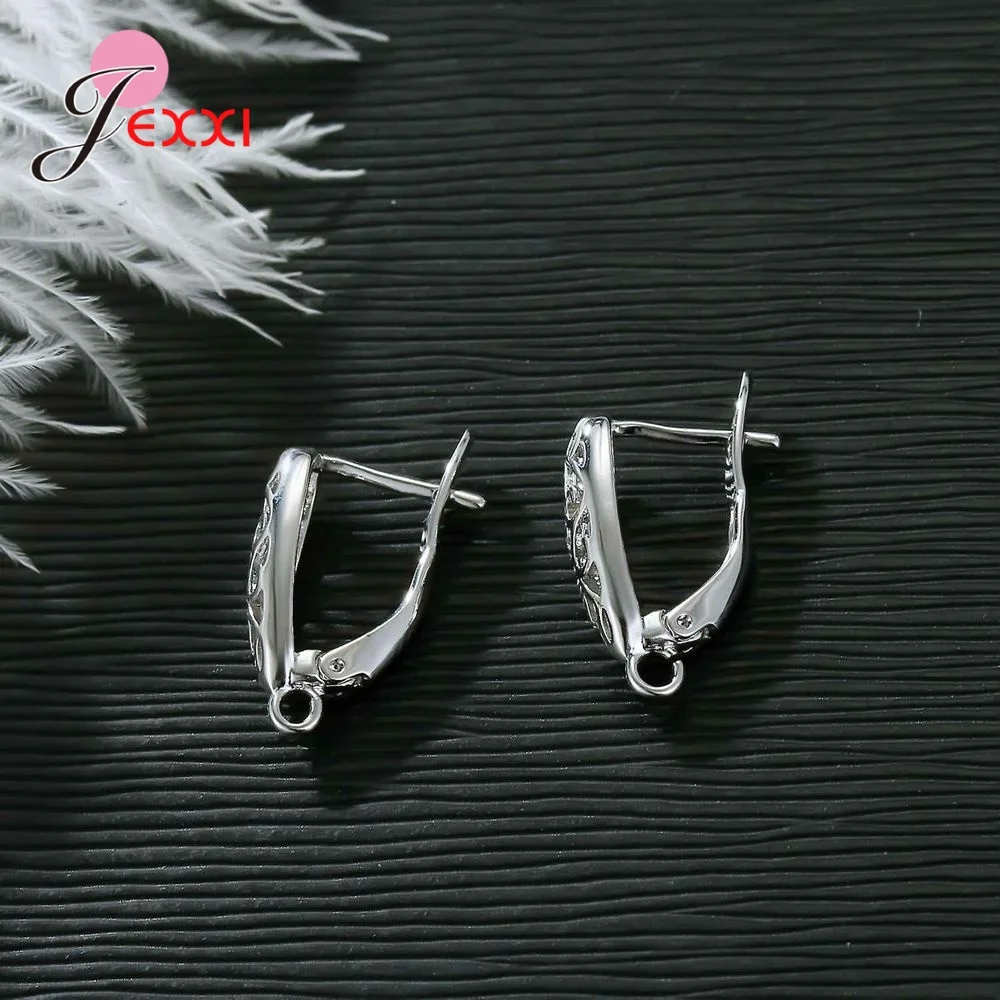 Drop Shipping Genuine 925 Sterling Silver Earrings Findings For DIY Jewelry Accessory High Quality Women Girls Jewelry Component