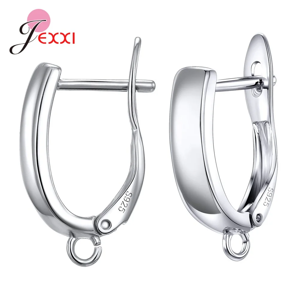 Drop Shipping Genuine 925 Sterling Silver Earrings Findings For DIY Jewelry Accessory High Quality Women Girls Jewelry Component
