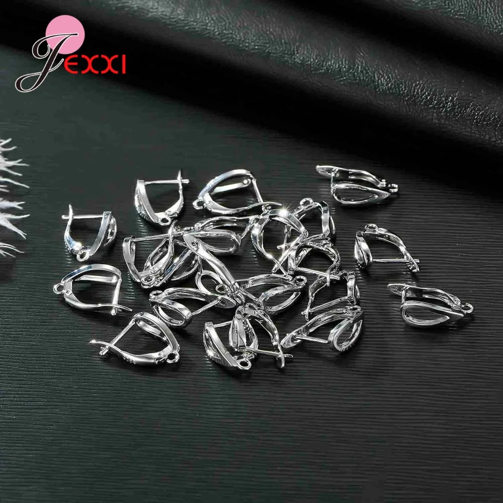 Drop Shipping Genuine 925 Sterling Silver Earrings Findings For DIY Jewelry Accessory High Quality Women Girls Jewelry Component