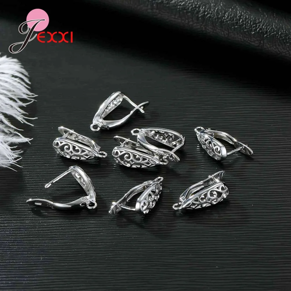 Drop Shipping Genuine 925 Sterling Silver Earrings Findings For DIY Jewelry Accessory High Quality Women Girls Jewelry Component