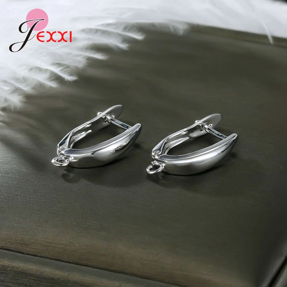 Drop Shipping Genuine 925 Sterling Silver Earrings Findings For DIY Jewelry Accessory High Quality Women Girls Jewelry Component