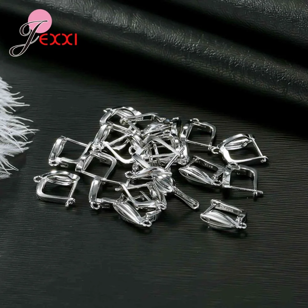 Drop Shipping Genuine 925 Sterling Silver Earrings Findings For DIY Jewelry Accessory High Quality Women Girls Jewelry Component