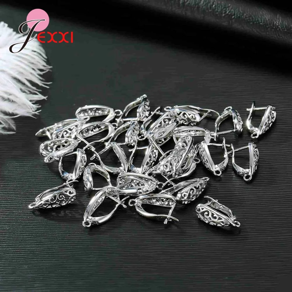 Drop Shipping Genuine 925 Sterling Silver Earrings Findings For DIY Jewelry Accessory High Quality Women Girls Jewelry Component