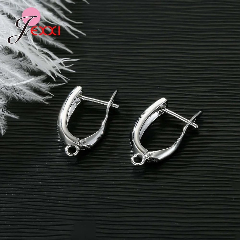 Drop Shipping Genuine 925 Sterling Silver Earrings Findings For DIY Jewelry Accessory High Quality Women Girls Jewelry Component