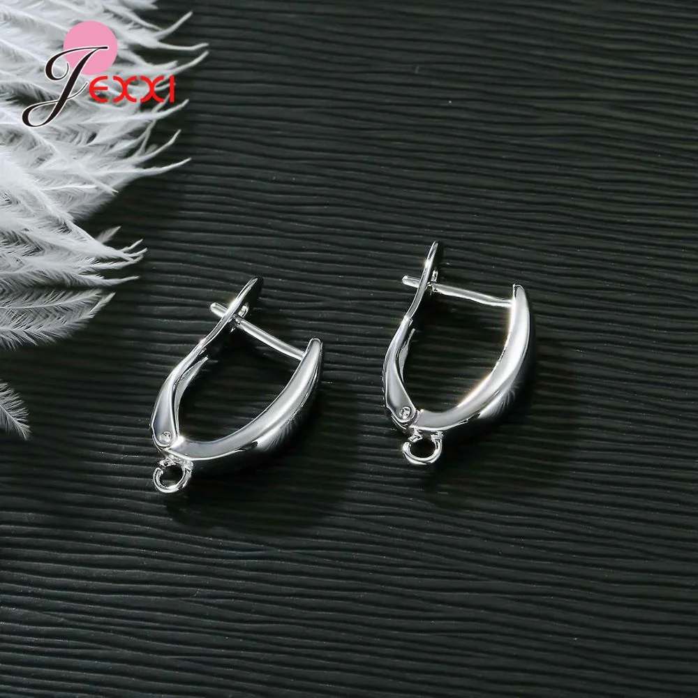 Drop Shipping Genuine 925 Sterling Silver Earrings Findings For DIY Jewelry Accessory High Quality Women Girls Jewelry Component